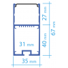 Perfil aluminio PHL48 (por metro)